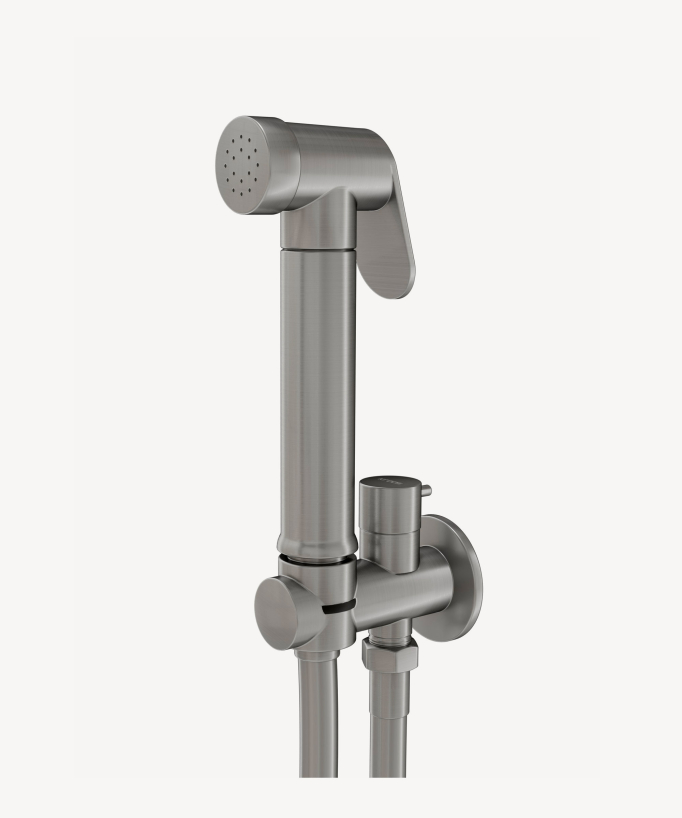 Round Wall-Mounted Bidet Shower Kit - Brushed Nickel