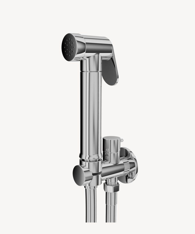 Round Wall-Mounted Bidet Shower Kit - Chrome