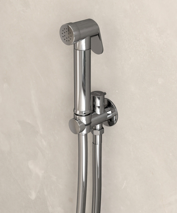 Round Wall-Mounted Bidet Shower Kit - Chrome