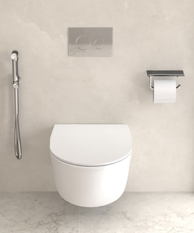 Round Wall-Mounted Bidet Shower Kit - Chrome