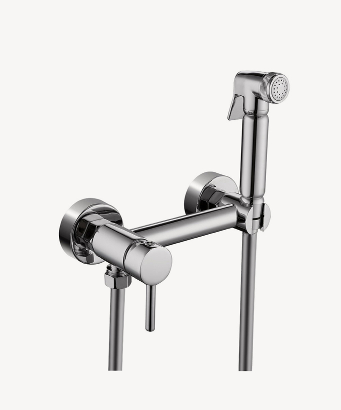 2-Hole Wall-Mounted Concealed Bidet Shower Mixer Kit - Chrome