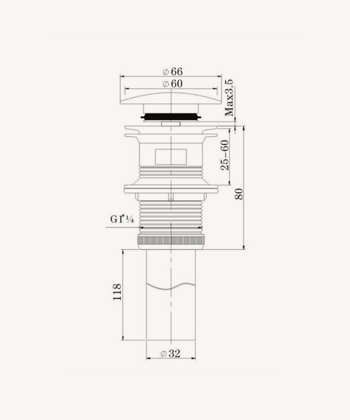 Click-Clack Waste - Bronze Brass - Slotted