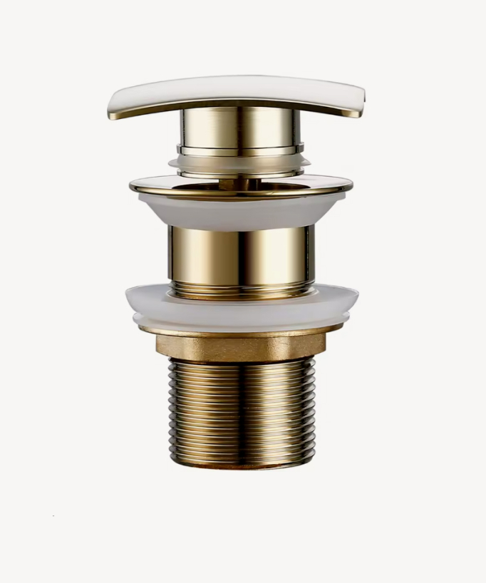 Square basin waste without overflow brushed gold