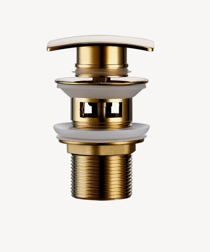 Square basin waste with overflow gold