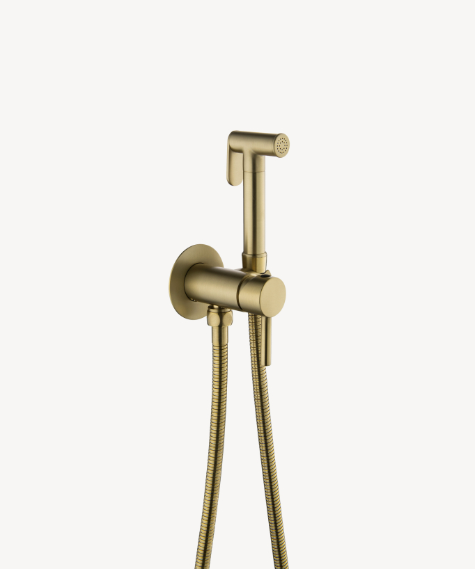 Concealed round WC bidet spray mixer brushed gold - Corbeau