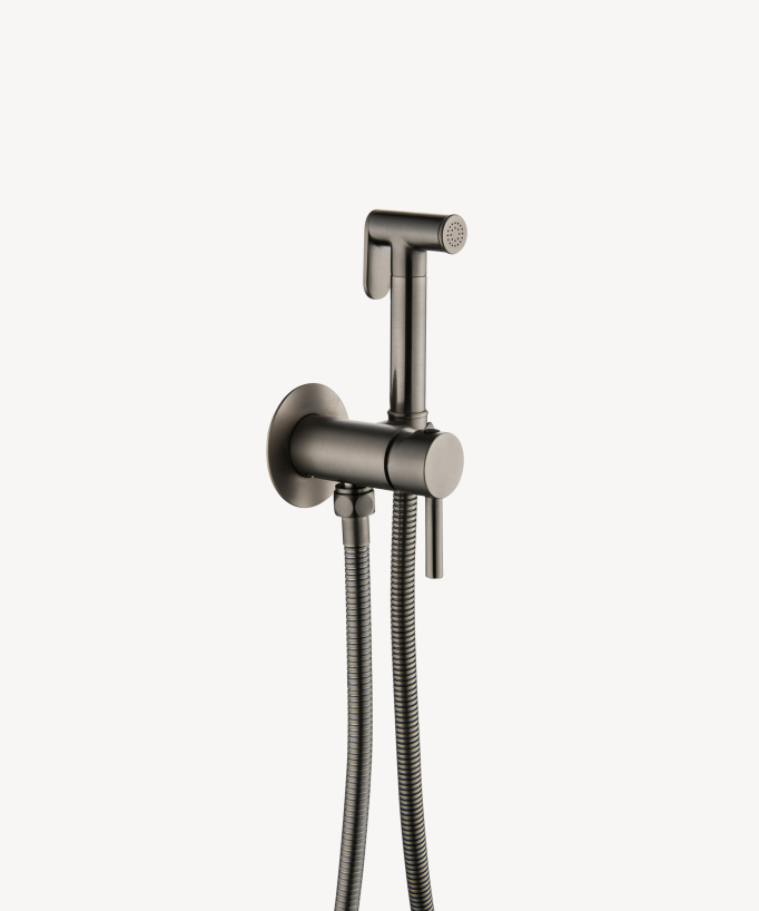 Concealed round WC bidet spray mixer gunmetal - Corbeau