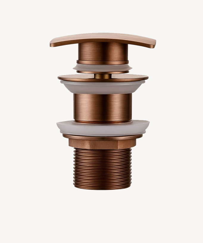 Square basin waste without overflow brushed rose gold
