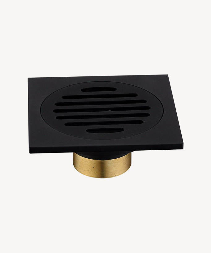 Square Tile-Insert Floor Drain - Black