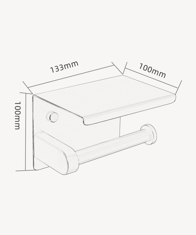 Wall-Mounted Toilet Roll Holder with Phone Shelf - Brushed Nickel