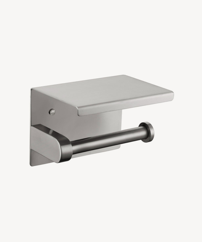 Wall-Mounted Toilet Roll Holder with Phone Shelf