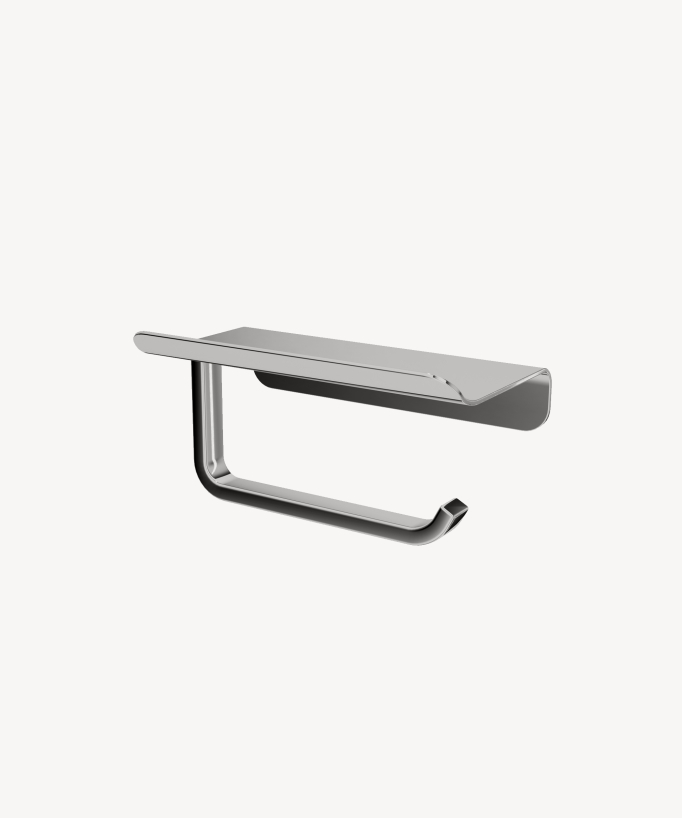 Corbeau Wall-Mounted Toilet Roll Holder with Shelf - Chrome