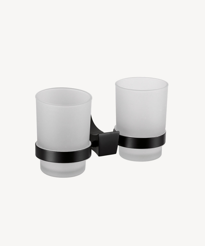 Chloe Wall-Mounted Double Tumbler Holder - Black