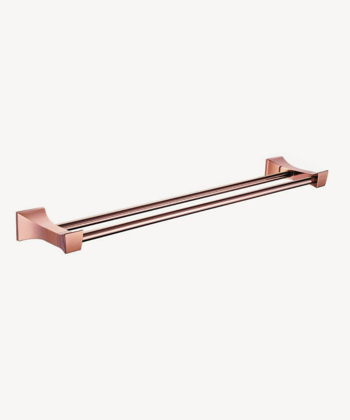 Chloe Wall-Mounted Double Towel Rail - Rose Gold