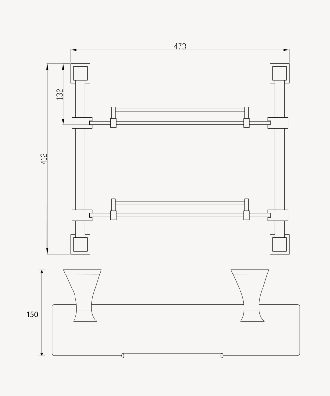 Chloe Wall-Mounted Double Glass Shelf - Gold