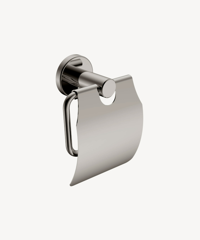 Corbeau Toilet Roll Holder with Cover - Brushed Nickel