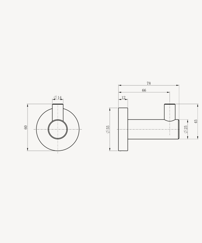 Tokio Round Robe Hook - Black