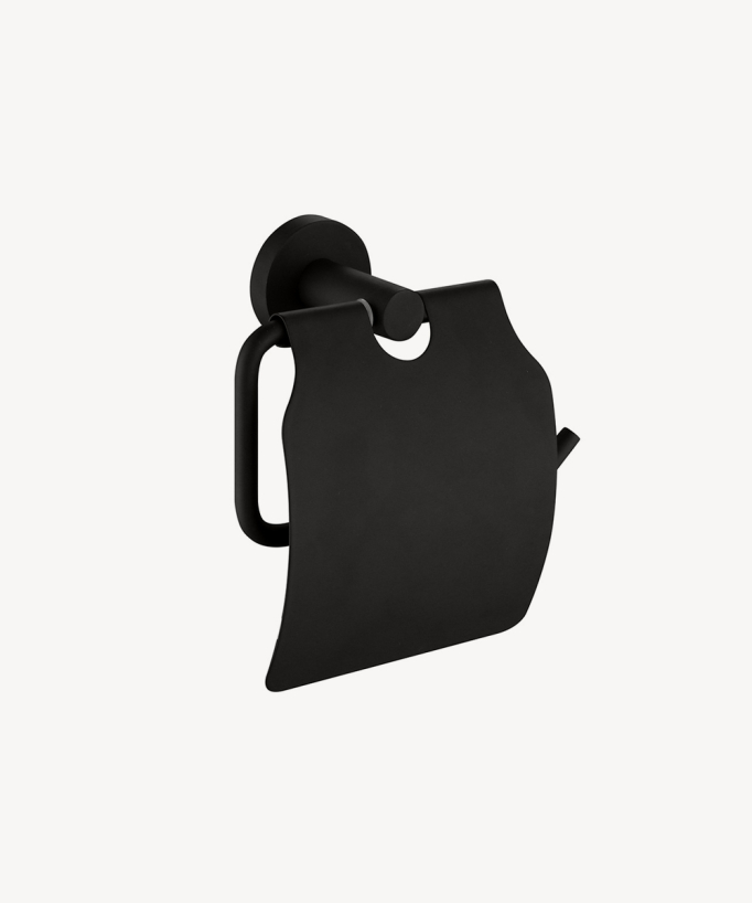 Corbeau Toilet Roll Holder with Cover - Black