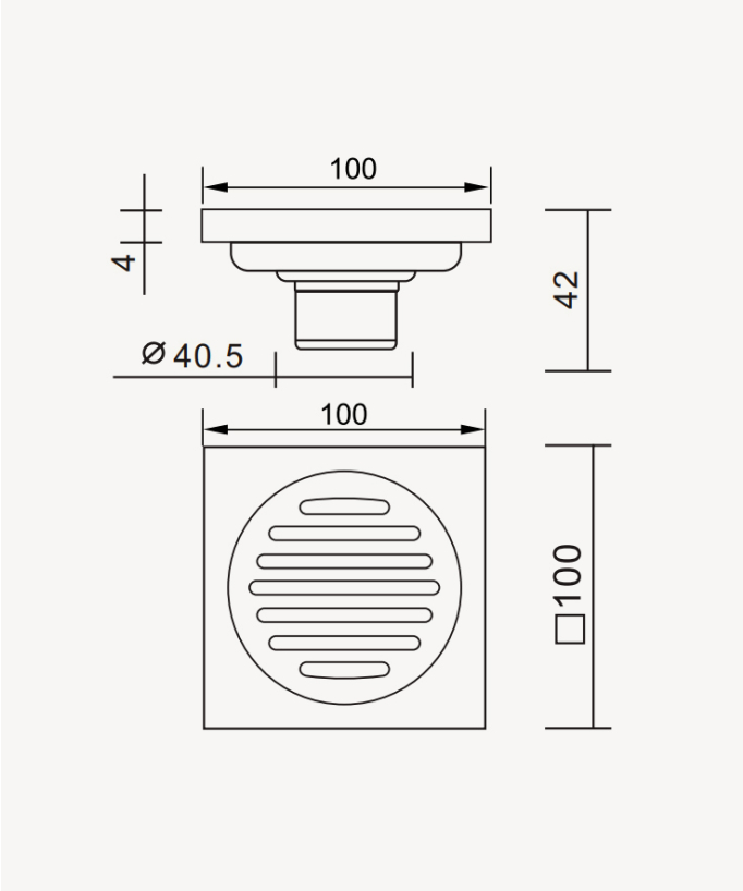 Built-in Floor Drain with Grate - Brushed Gold