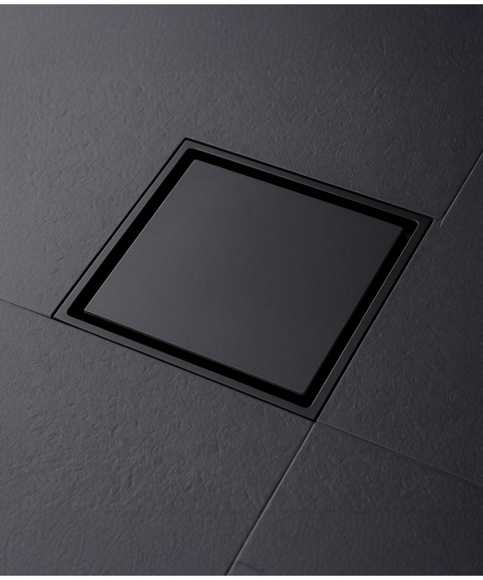 Square Floor Drain - Black - 100x100mm