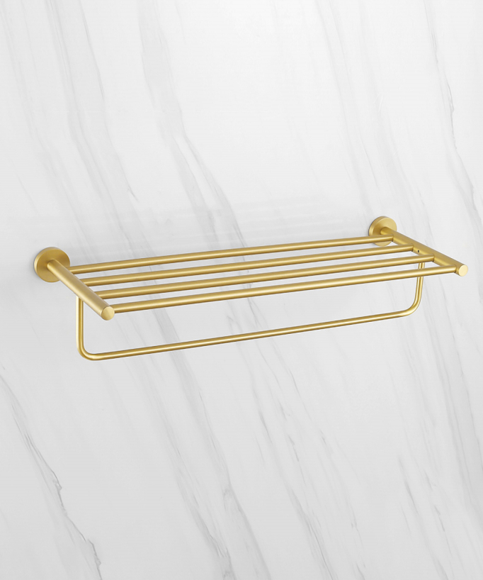 Corbeau Wall-Mounted Towel Rack - Brushed Gold