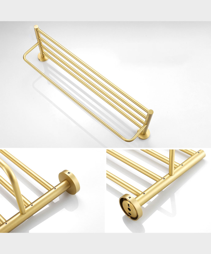 Corbeau Wall-Mounted Towel Rack - Brushed Gold