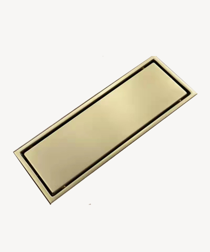 Rectangular Tile-Insert Floor Drain - Brushed Gold