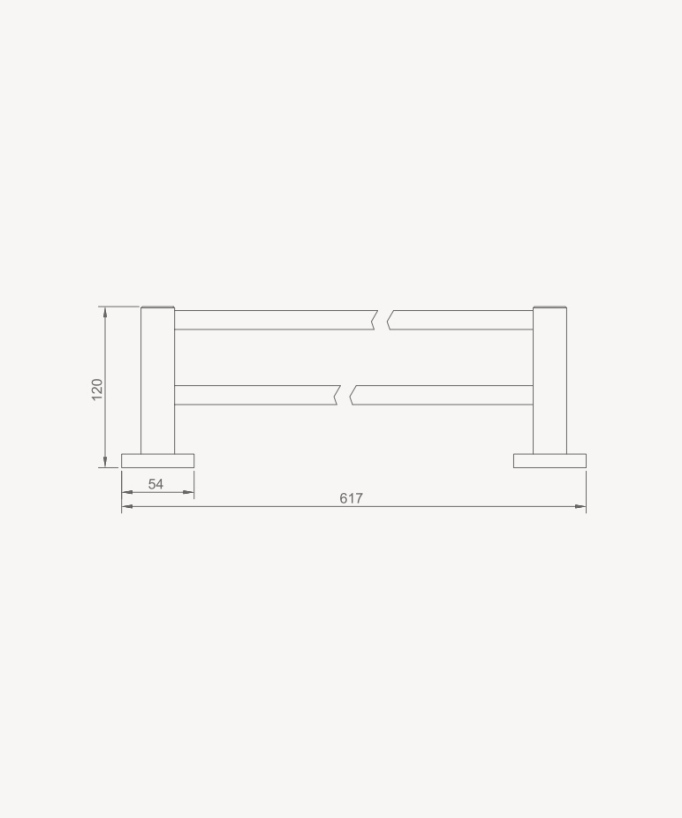 Corbeau Wall-Mounted Double Towel Rail - Brushed Gold