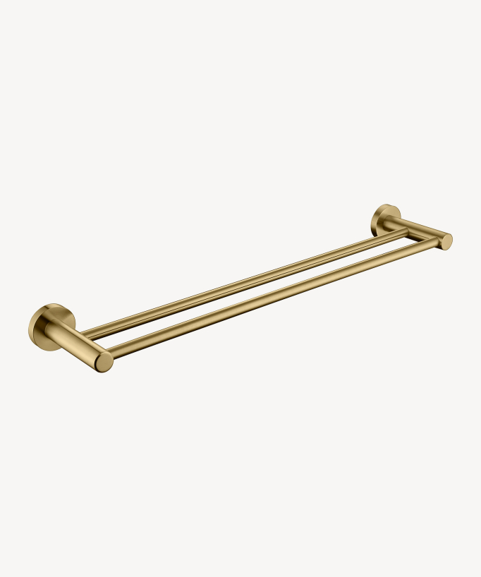 Corbeau Wall-Mounted Double Towel Rail - Brushed Gold