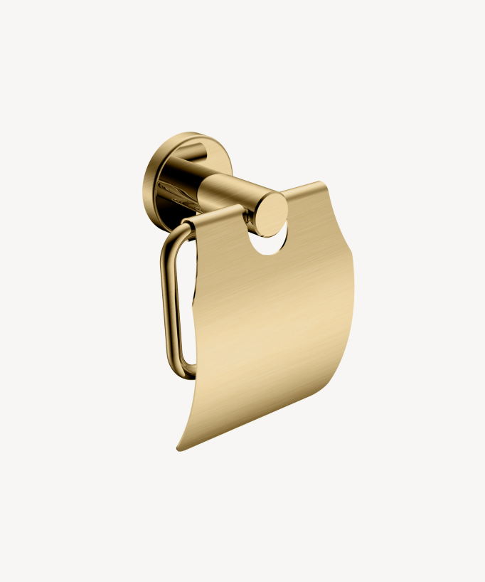 Corbeau Toilet Roll Holder with Cover - Brushed Gold