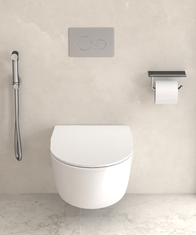 Corbeau Wall-Mounted Toilet Roll Holder with Shelf - Brushed Nickel