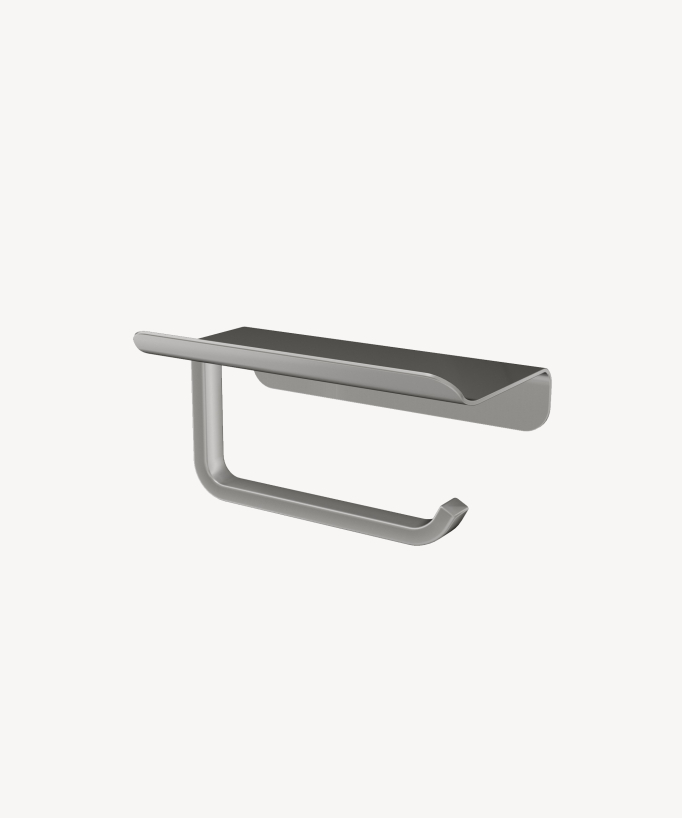 Corbeau Wall-Mounted Toilet Roll Holder with Shelf - Brushed Nickel