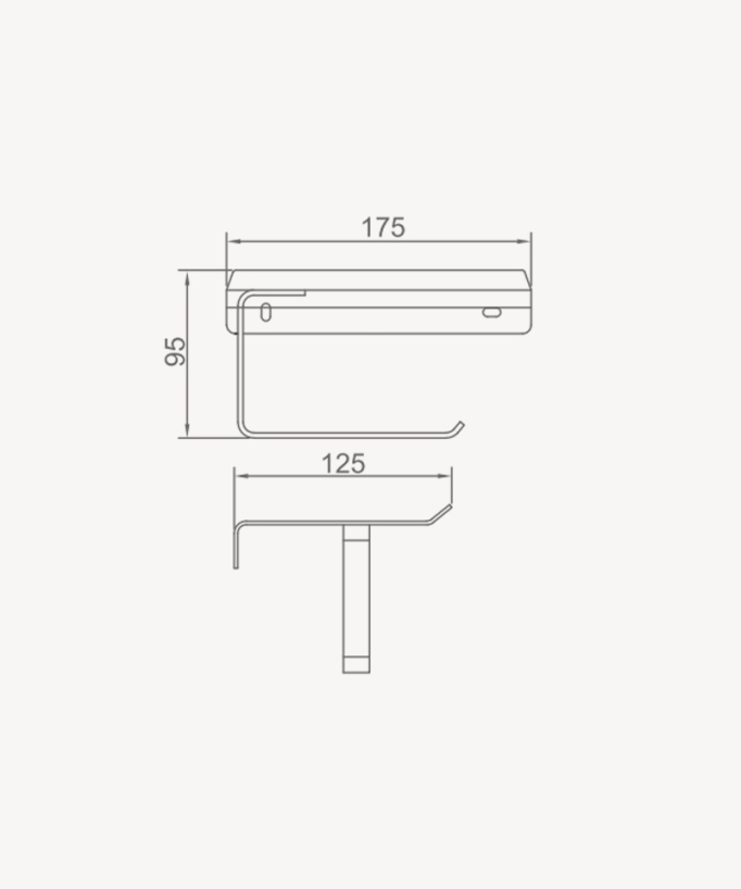 Corbeau Wall-Mounted Toilet Roll Holder with Shelf - Brushed Gold