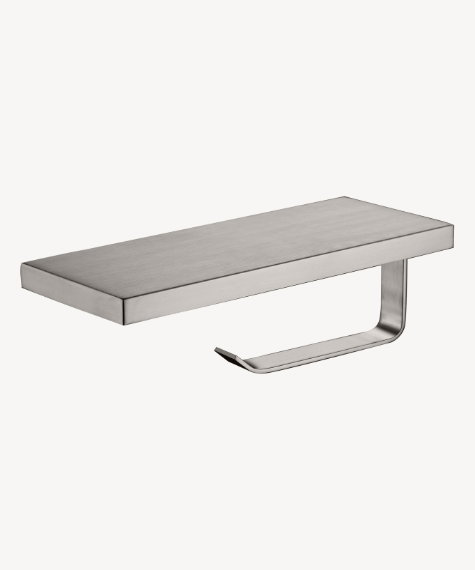 Sirius Toilet Roll Holder with Phone Shelf - Brushed Nickel