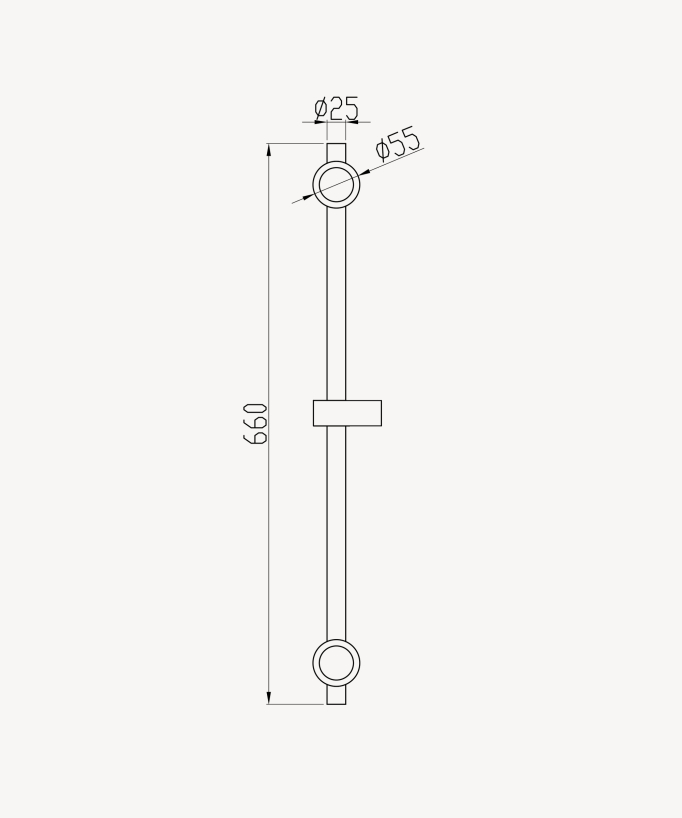 Corbeau Round Shower Slider Rail - Black