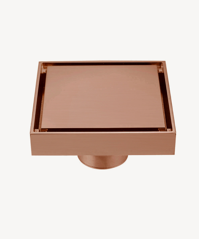 Square Floor Drain - Brushed Rose Gold - 100x100mm