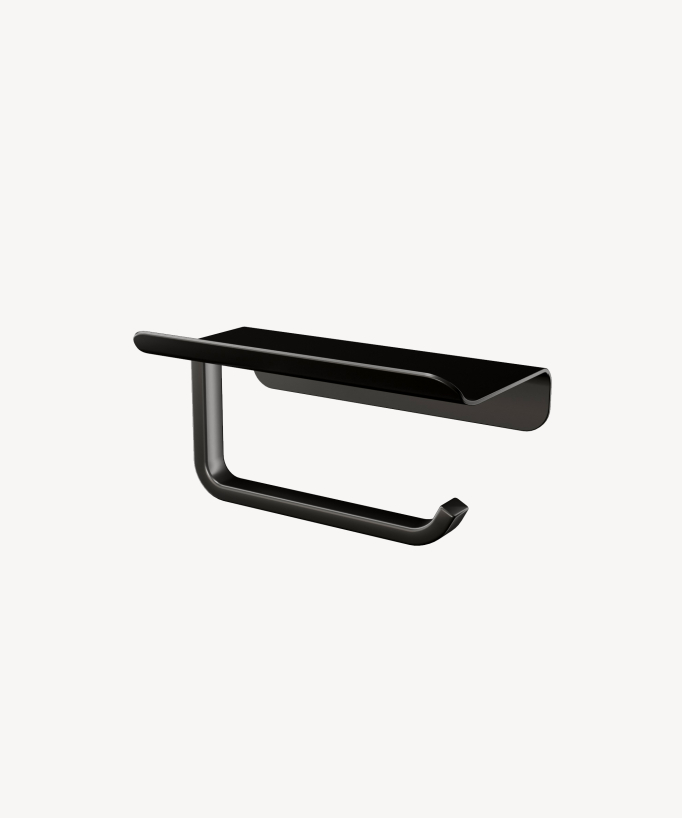Corbeau Wall-Mounted Toilet Roll Holder with Shelf - Gunmetal