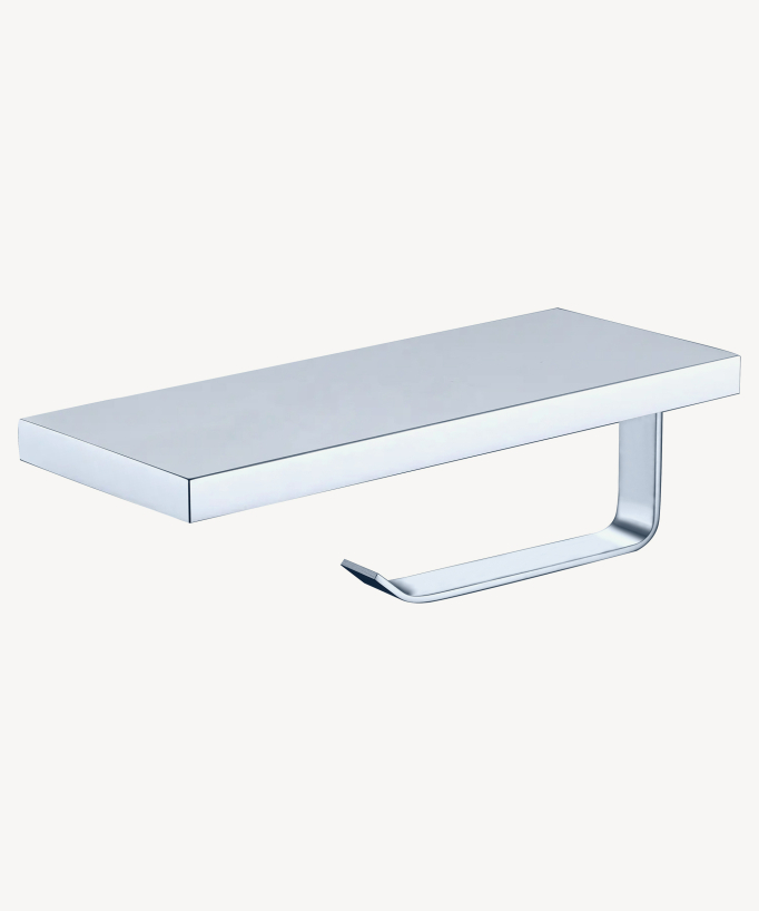 Sirius Toilet Roll Holder with Phone Shelf - Chrome