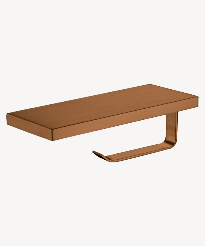 Sirius Toilet Roll Holder with Phone Shelf - Brushed Rose Gold