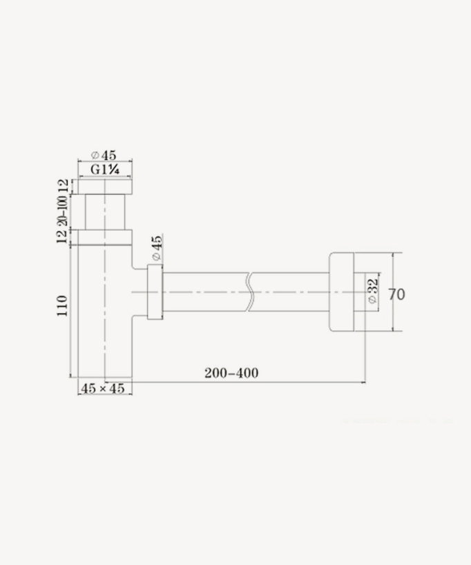 Square Brass Bottle Trap - Gunmetal