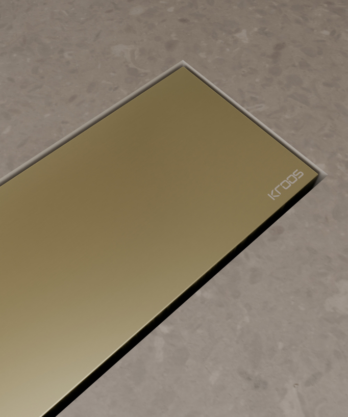 Reversible Stainless Steel Shower Drain - Brushed Gold - 100cm