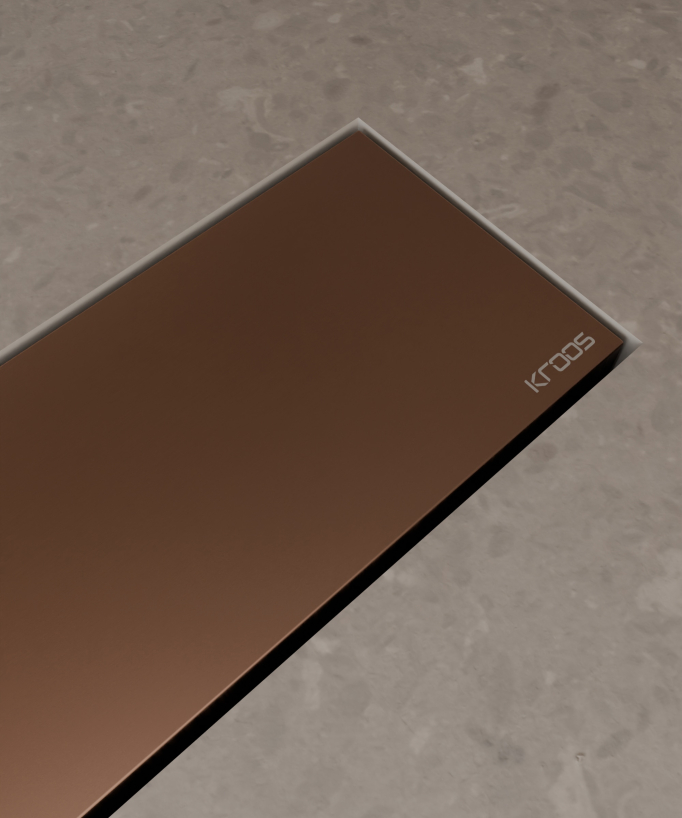 Reversible Stainless Steel Shower Drain - Brushed Rose Gold - 80cm