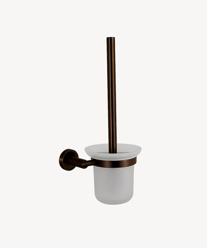 Wall-mounted toilet brush holder brushed moka - Corbeau