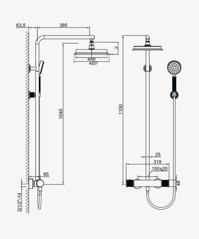 Thermostatic shower column – Hera