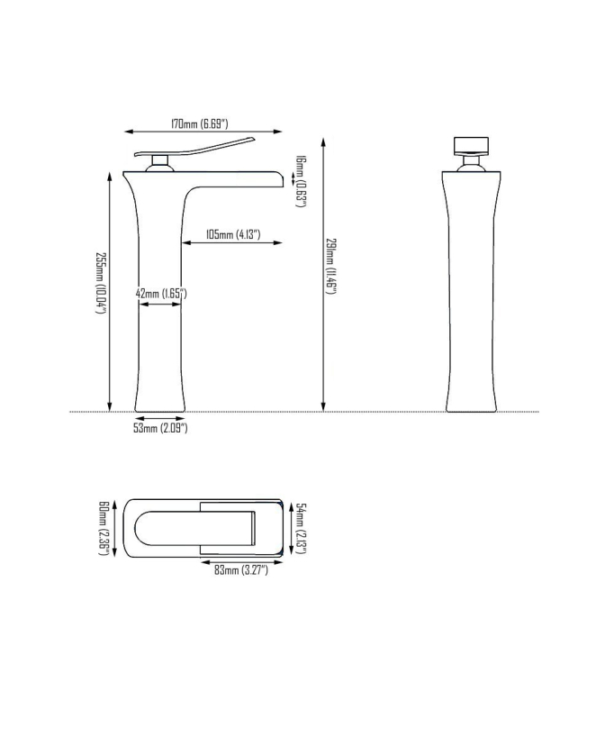 Square Tall Waterfall Basin Mixer Tap - Chrome