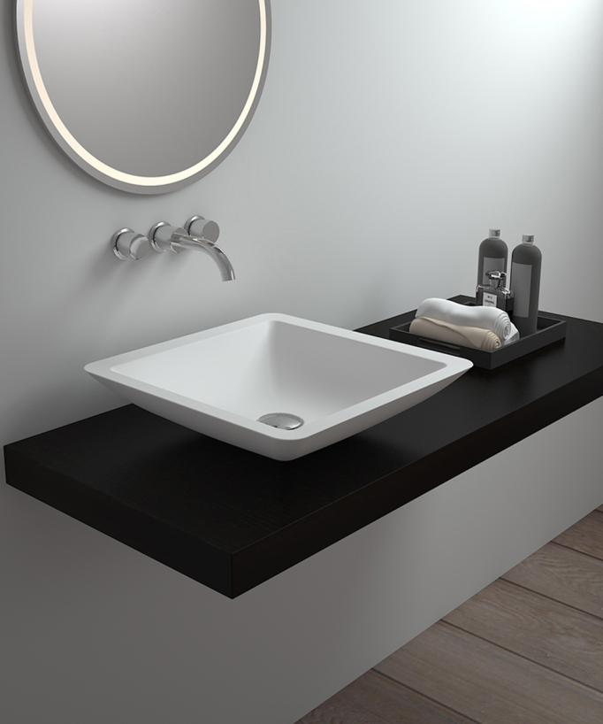 Isiro Square Countertop Basin - Matte White