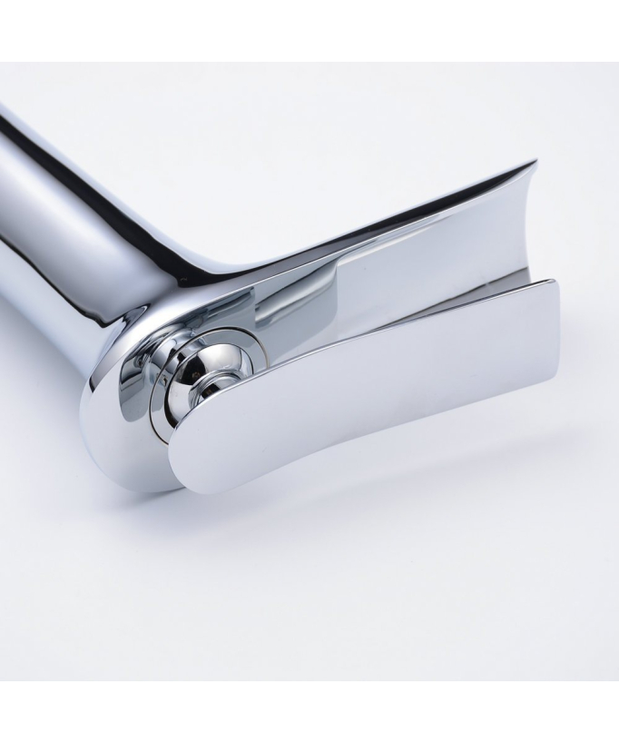 Square Tall Waterfall Basin Mixer Tap - Chrome