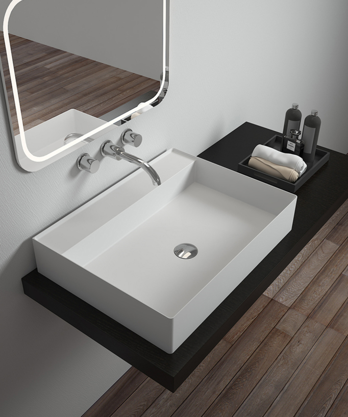 Baraka Rectangular Solid Surface Countertop Basin