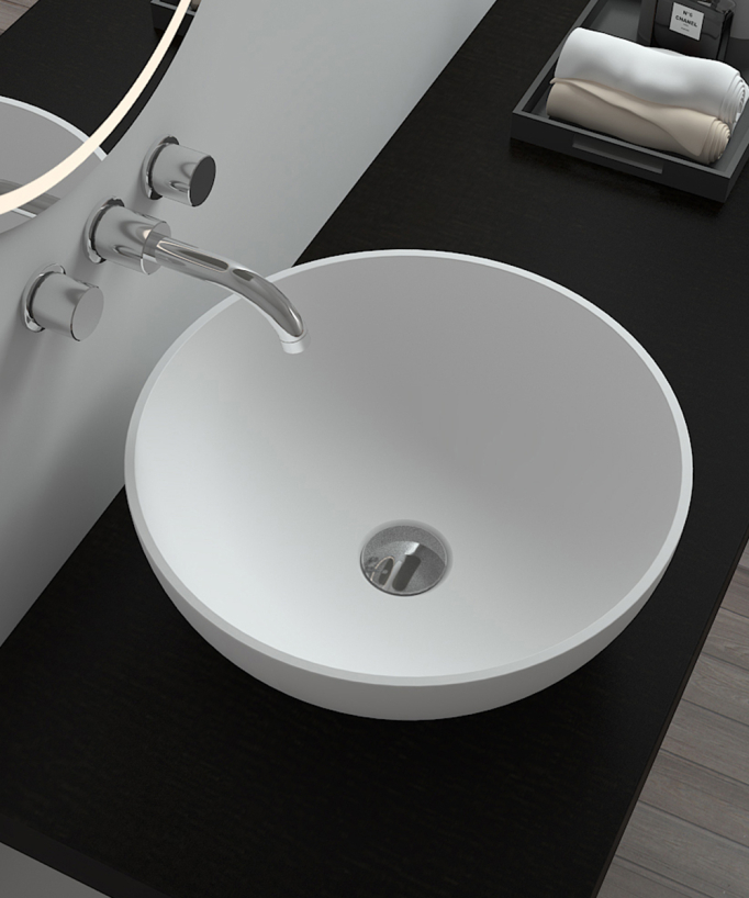 Brazzaville Round Countertop Basin - Matte White