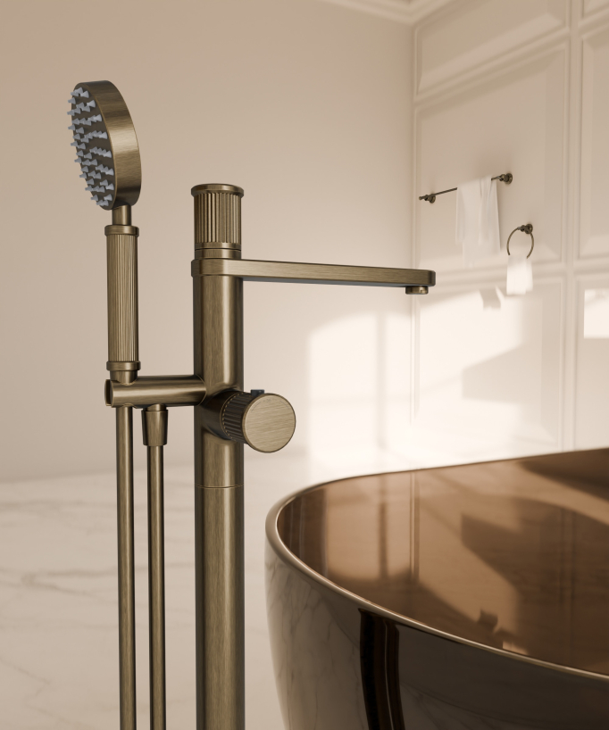 Freestanding thermostatic bath mixer tap – Bronze – Hera