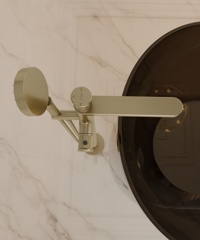 Freestanding Thermostatic Bath Mixer - Brushed Gold - Hera
